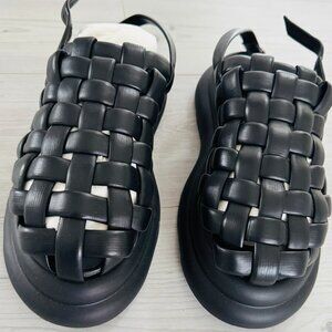A.W.A.K.E. Mode black leather sandal